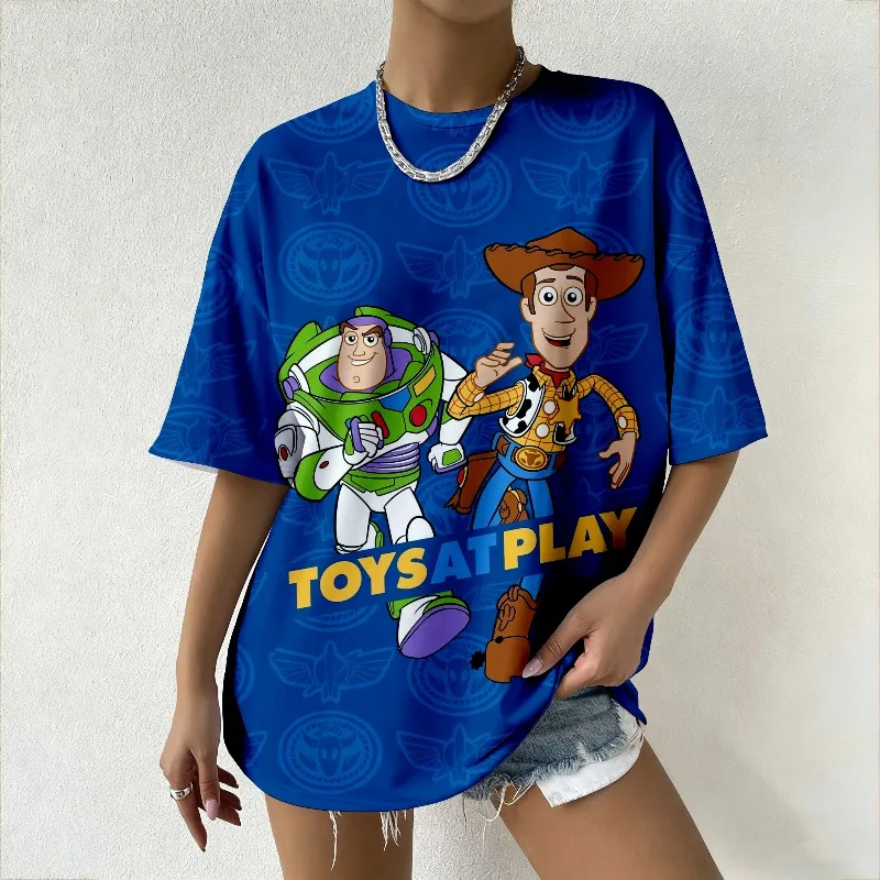 

Women's Brand Y2K Oversized T-Shirt Summer Toy Story Woody & Buzz Printed Loose Tee Fashion Streetwear Casual Women's Clothes