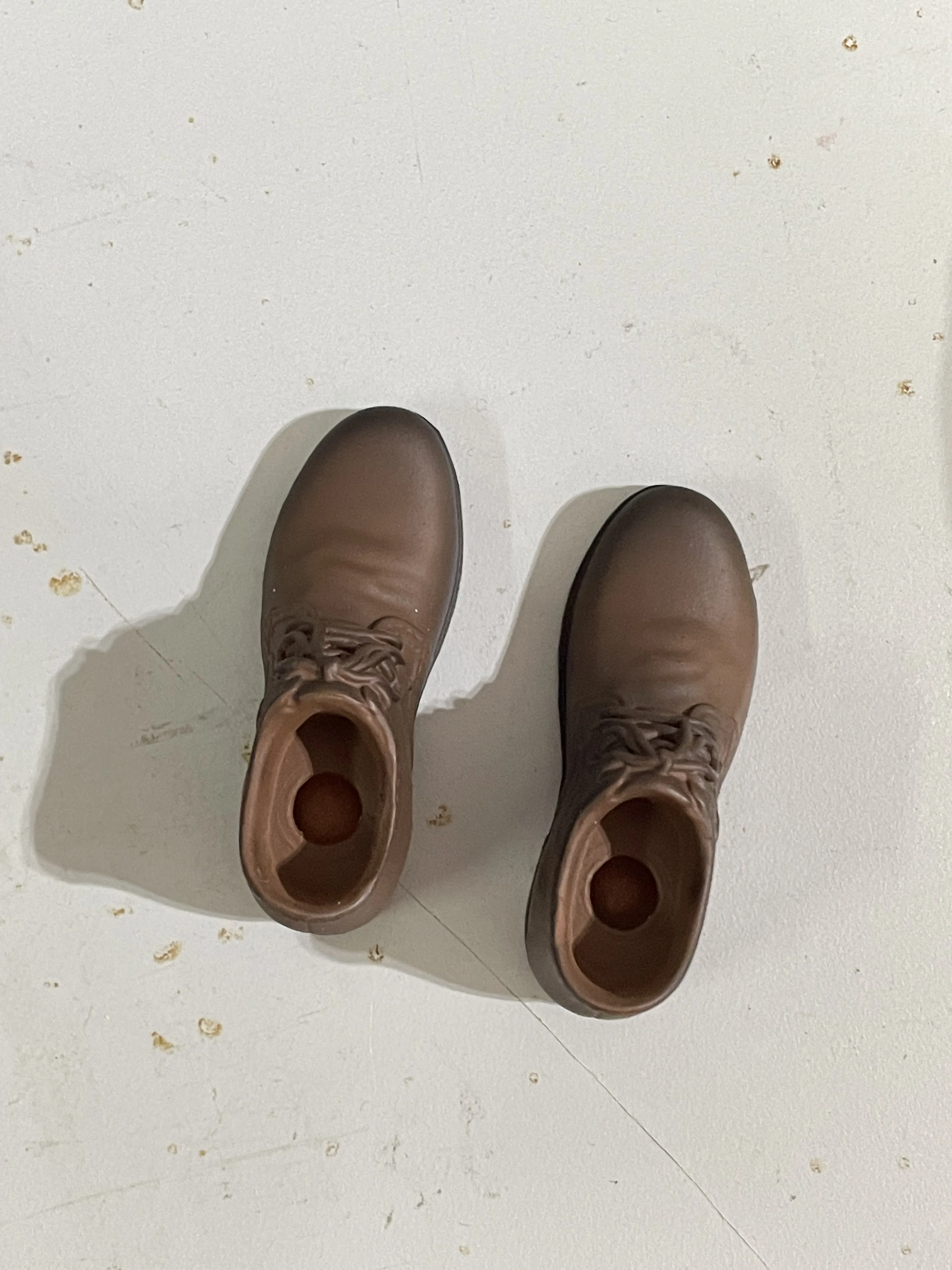 1/6 Scale Action Figure Accessories Black Brown Two Color Plastic Leather Shoes with Foot Shape inside for Joint Male Body