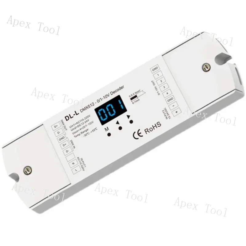 DMX512 to 0-10V DMX to 1-10V Analog Signal Converter 4 Output Support RDM