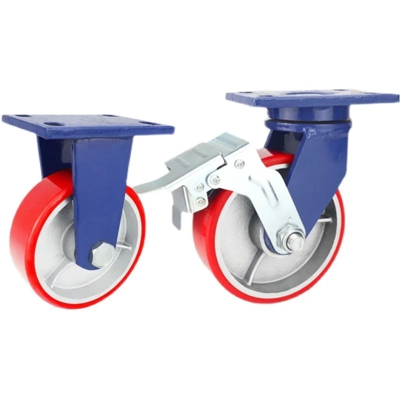 

Super heavy duty load 1-5 tons Iron core PU wheel Gantry trolley wheel Polyurethane caster 6 inch 8 inch universal wheel