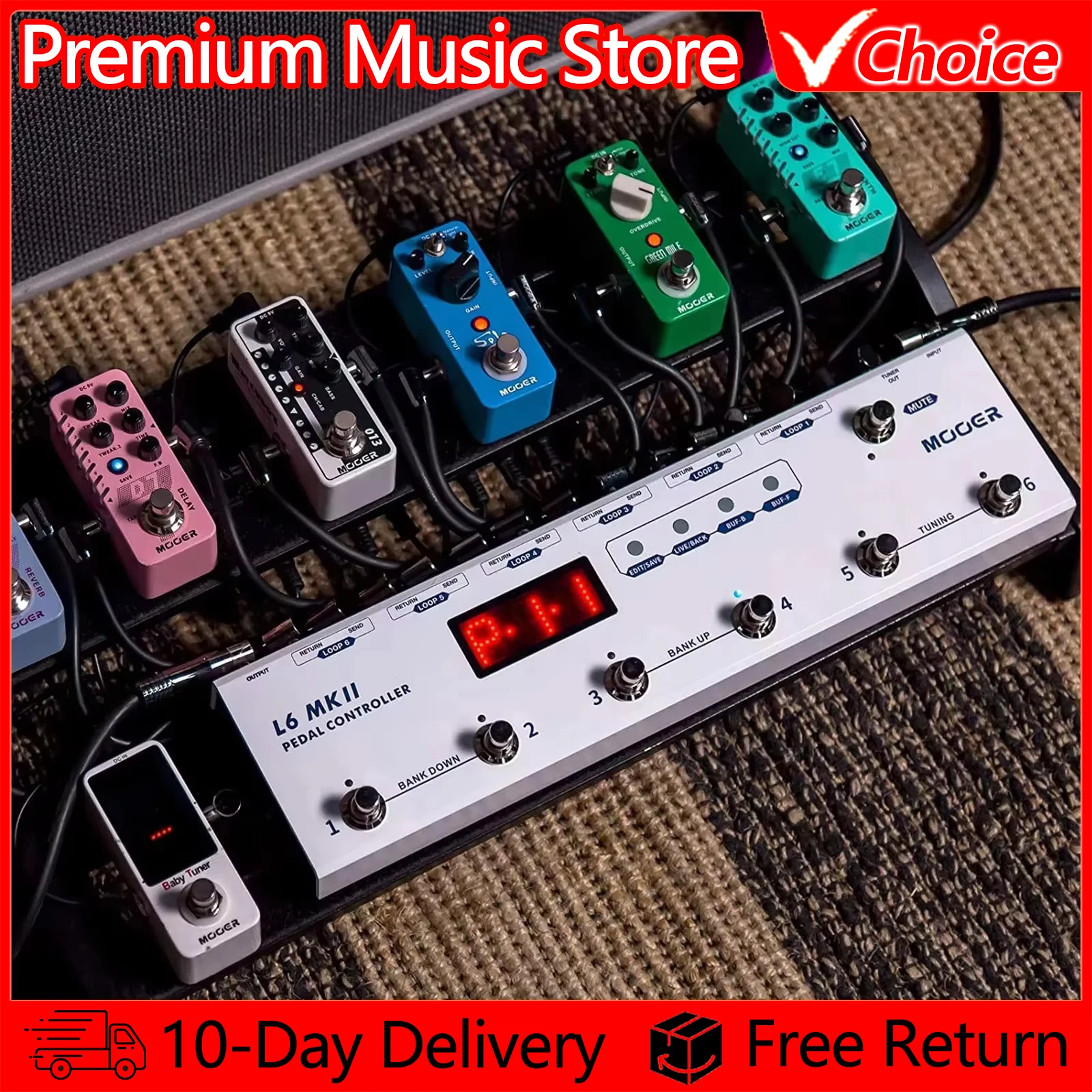 MOOER Multi-Effects Processor Pedal Controller Programmable Loop Switcher  PCL6 MKII With 6 Loops LED Display Guitar Accessories