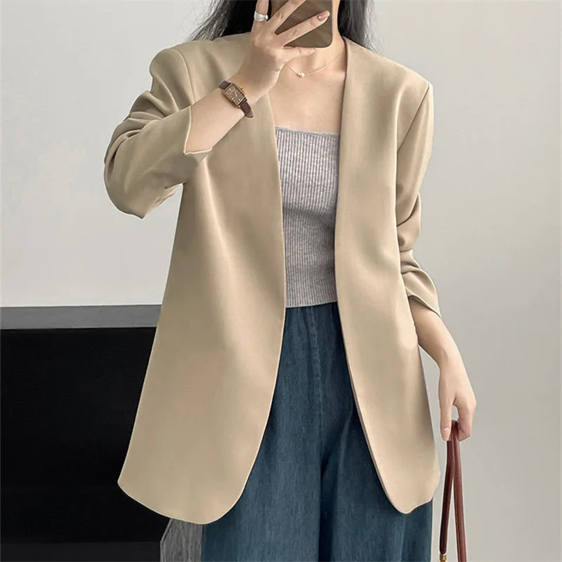 

Women's Thin White Blazer Summer Autumn Slim Fit Long Sleeve Open Stitch Office Coat Tops Black Ladies Fashion Outwear