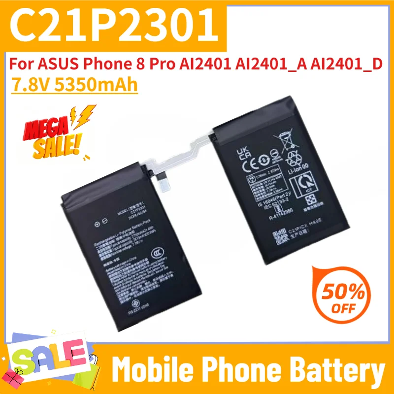 C21P2301 Battery 7.8V 5350mAh for ASUS Phone 8 Pro AI2401 AI2401_A AI2401_D Mobile Phone High Quality Replacement Battery