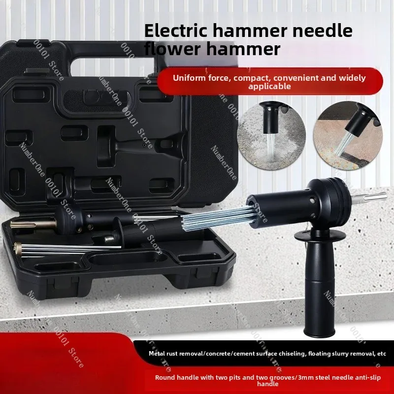 Round Handle Replaceable Needle-Type Flower Hammer Rust Remover Deburring Concrete Tool Needle Scaler