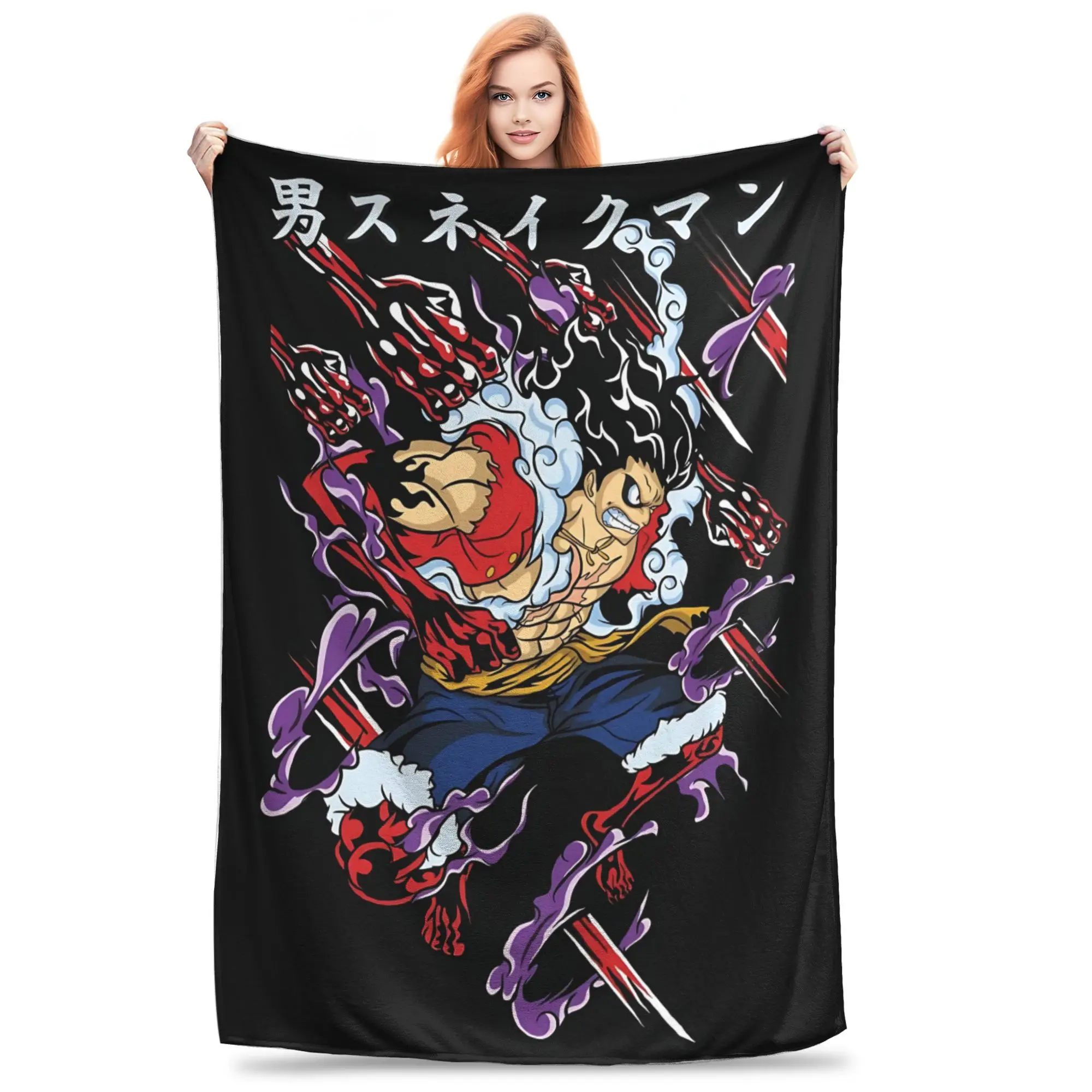 1PC One Pieces Anime Luffy  Winter Blankets for Adults Bedding Home Interior Sofa Knee