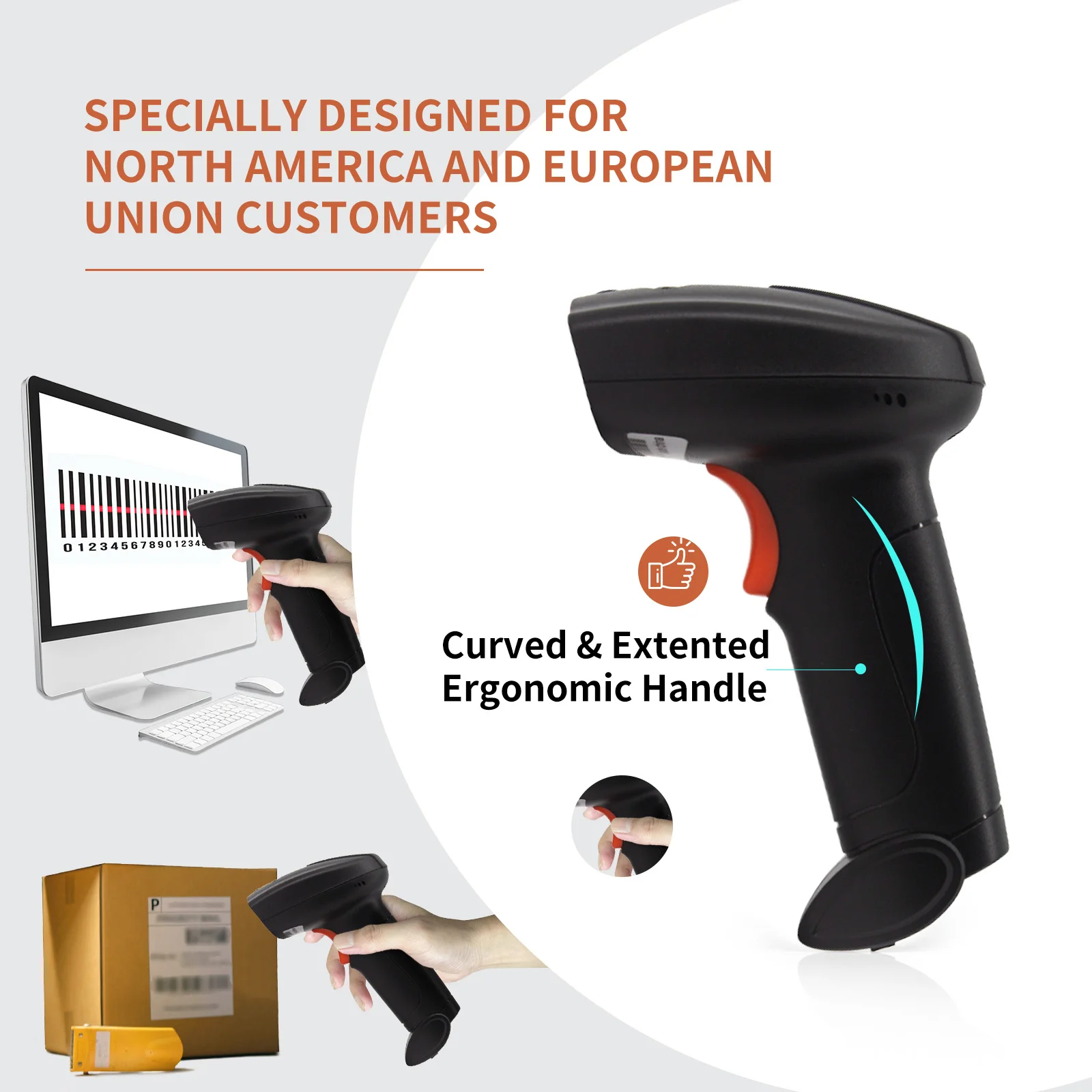 2D Barcode Reader QR PDF417 Wireless Handheld Barcode Scanner USB Support Mobile Phone iPad Universal handheld imaging 2D