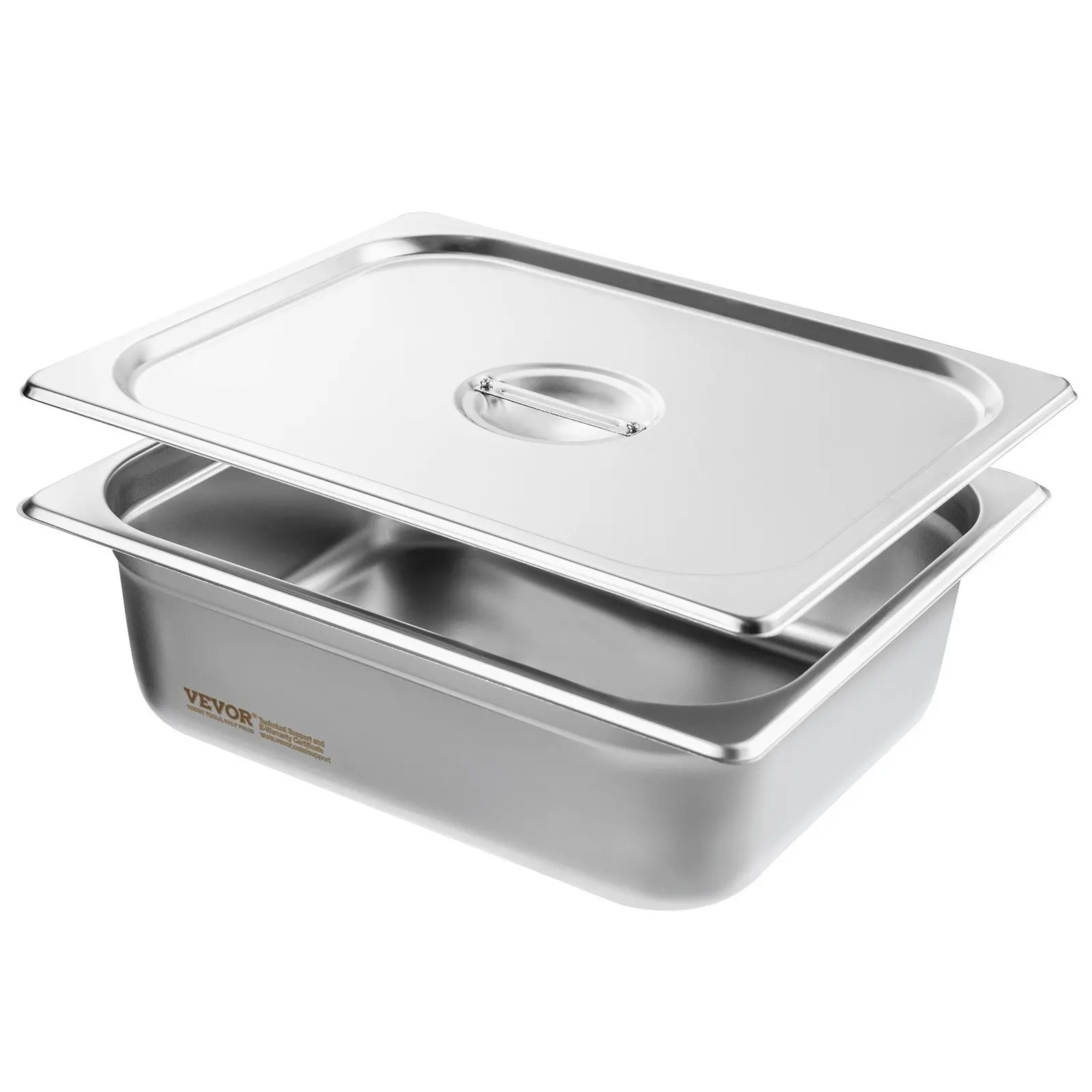 8 Pack Hotel Pans, 1/2 Size Anti-Jam Steam Pan with Lid, 0.8mm Thick Stainless Steel Steam Table Pan