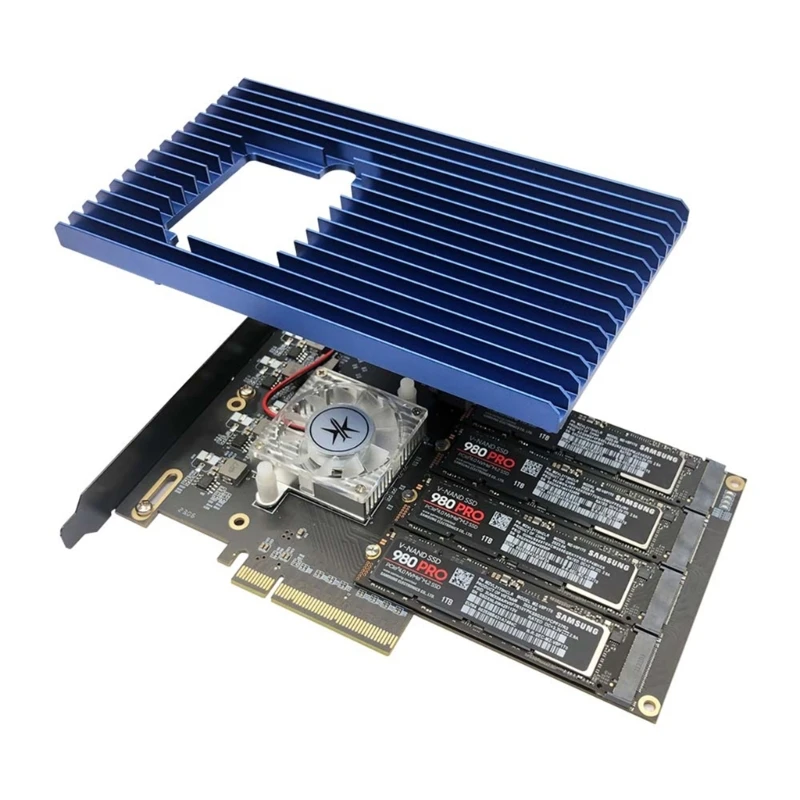 Imagem -04 - Cartão de Expansão para Ssd Slots Pcie4.0 X16 a M.2 M-key Nvme x 64gbps Velocidade de Transferência 6400mbps Leitura e Escrita