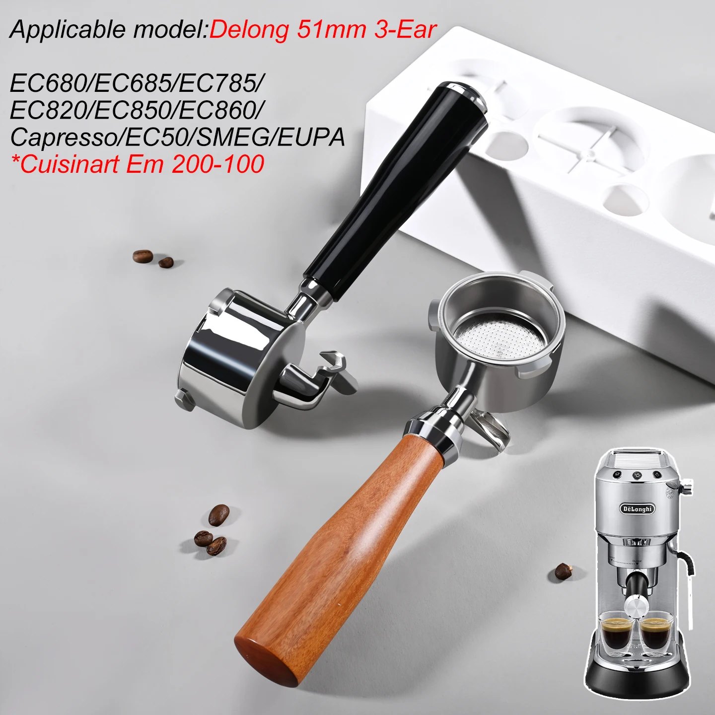 Double Spout 51mm Coffee Portafilter With 2 Cups Basket for Delonghi ECO680 ECO685 Espresso Coffee Machine Barista Accessories