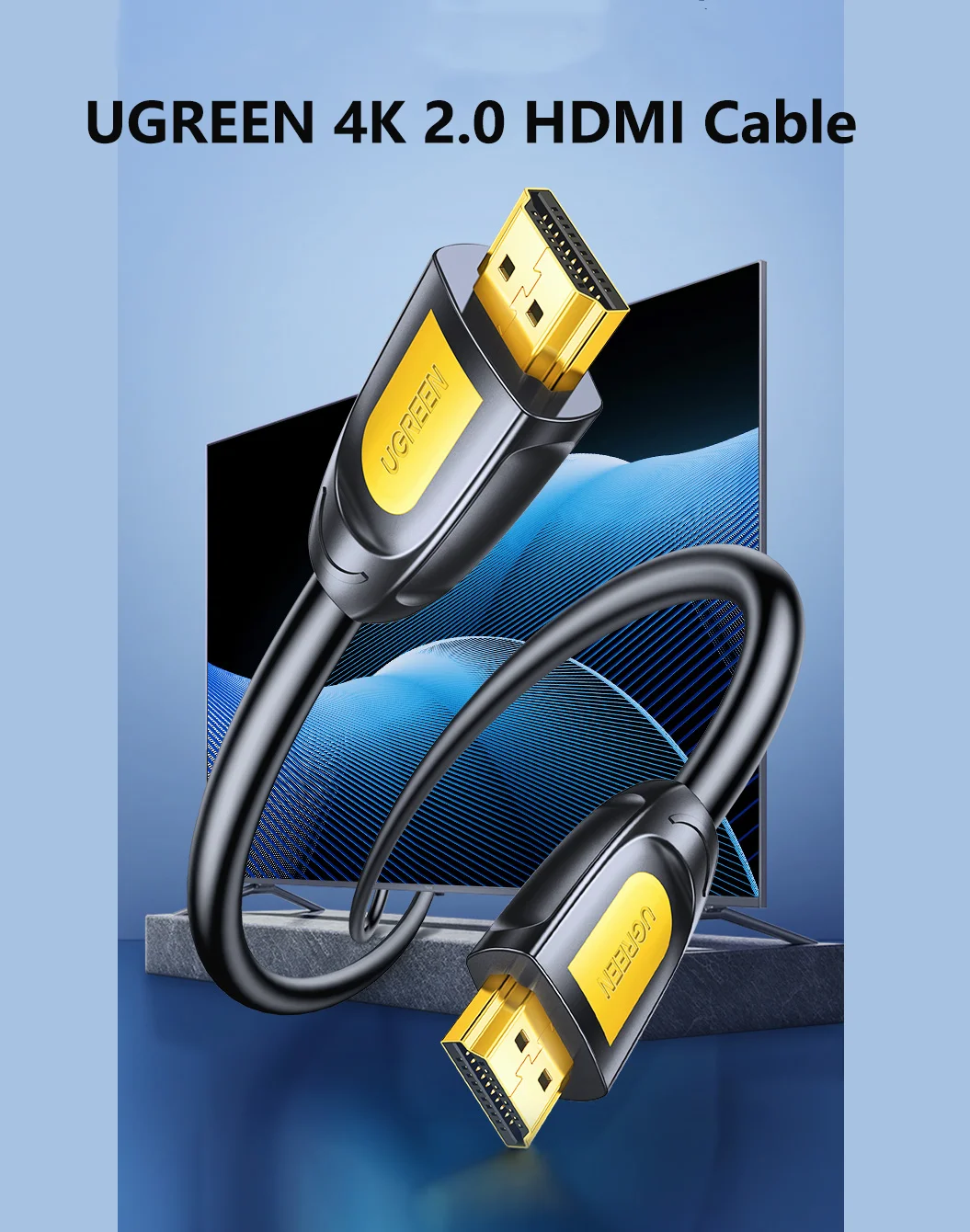 UGREEN 4K HD-MI 2.0 Cable HD-MI Cable de conexión digital compatible con todos los dispositivos HD-MI Transmisión de señal