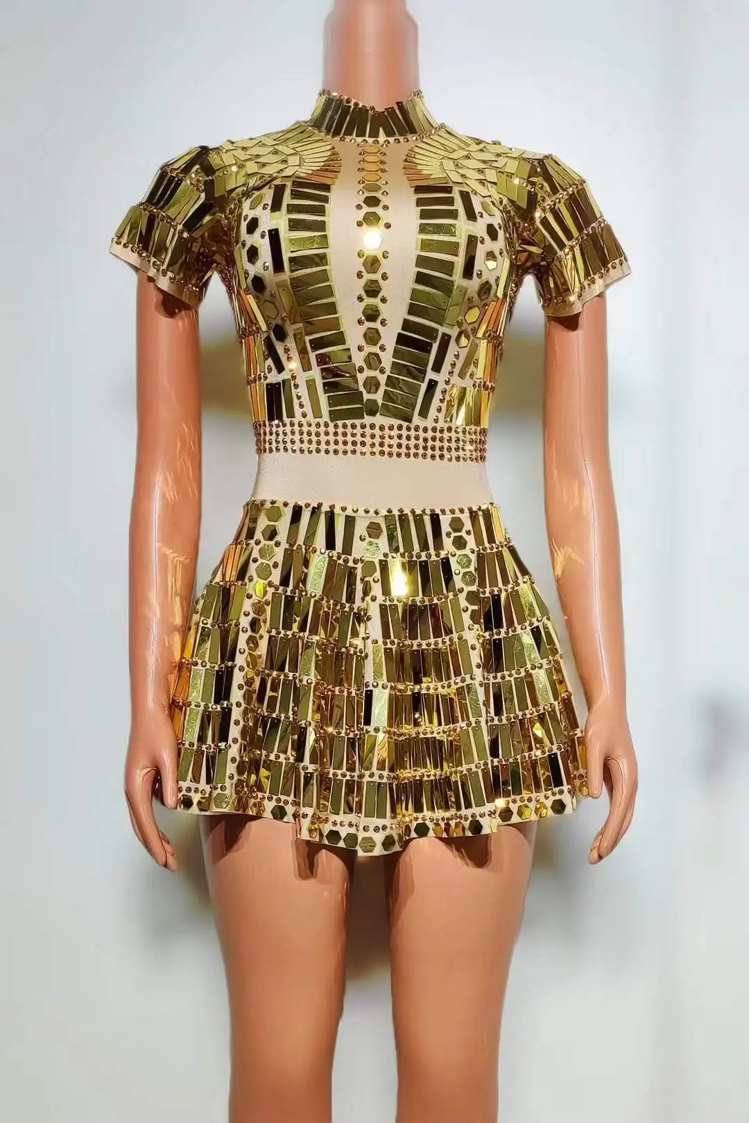 Gold Silver Sequins Bodysuits Dress For Women Dance Costume Shinning Las Vegas Cheerleading Showgirl Stage Wear Photoshoot Props