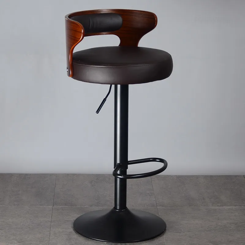 

Contemporary Sleek Household Elevated Bar Stools Forged Iron Cafe Backrest Pub Chairs American Style Adjustable Lifting Counter