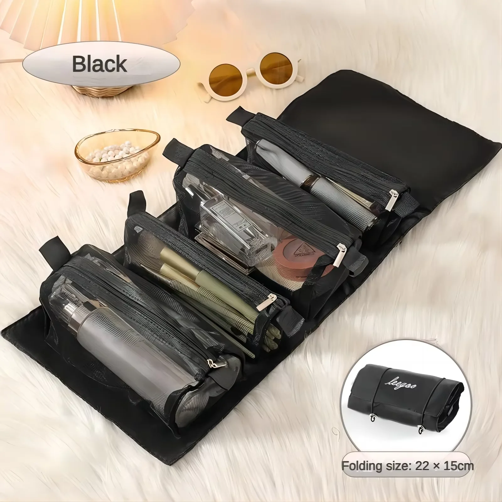 Detachable4 in One Makeup Bag Multifunctional and Minimalist Travel WOMEN'S Foldable Travel Cosmetics Storage and Washing Bag image 3