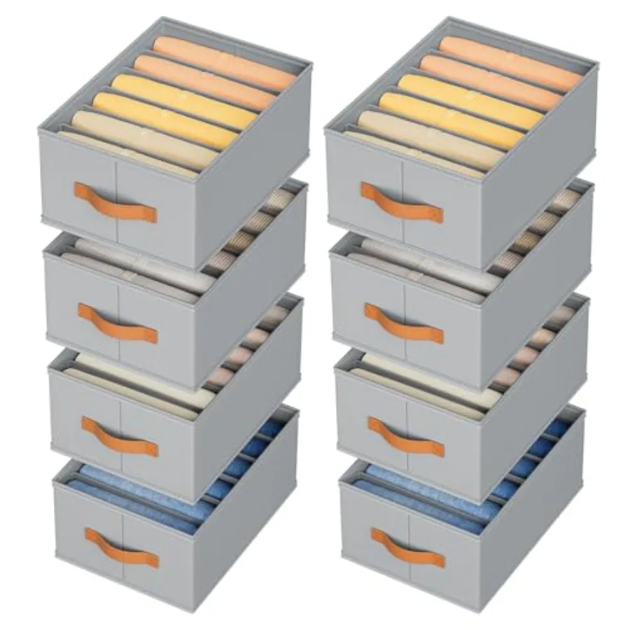 

Wardrobe Clothes Organizer - Foldable Closet Drawer Organizer Dividers for Jeans, Pants, Sweater, T Shirt, Storage Bins with Ha