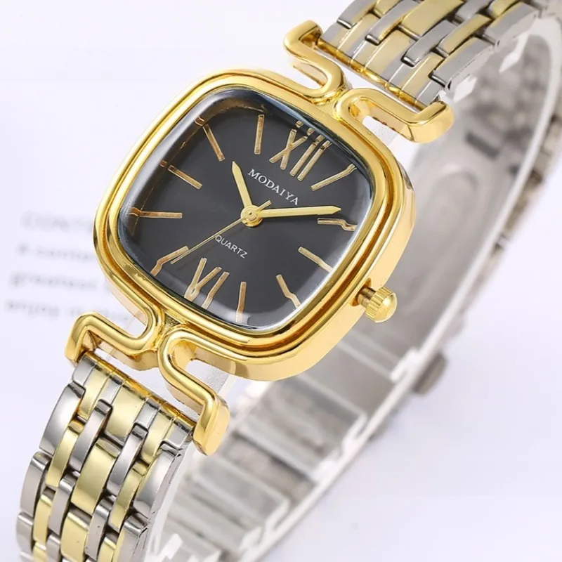 

Брендовые маленькие квадратные женские часы с ремешком из нержавеющей стали, кварцевые наручные часы для женщин, модные роскошные подарочные часы Relogio Feminino