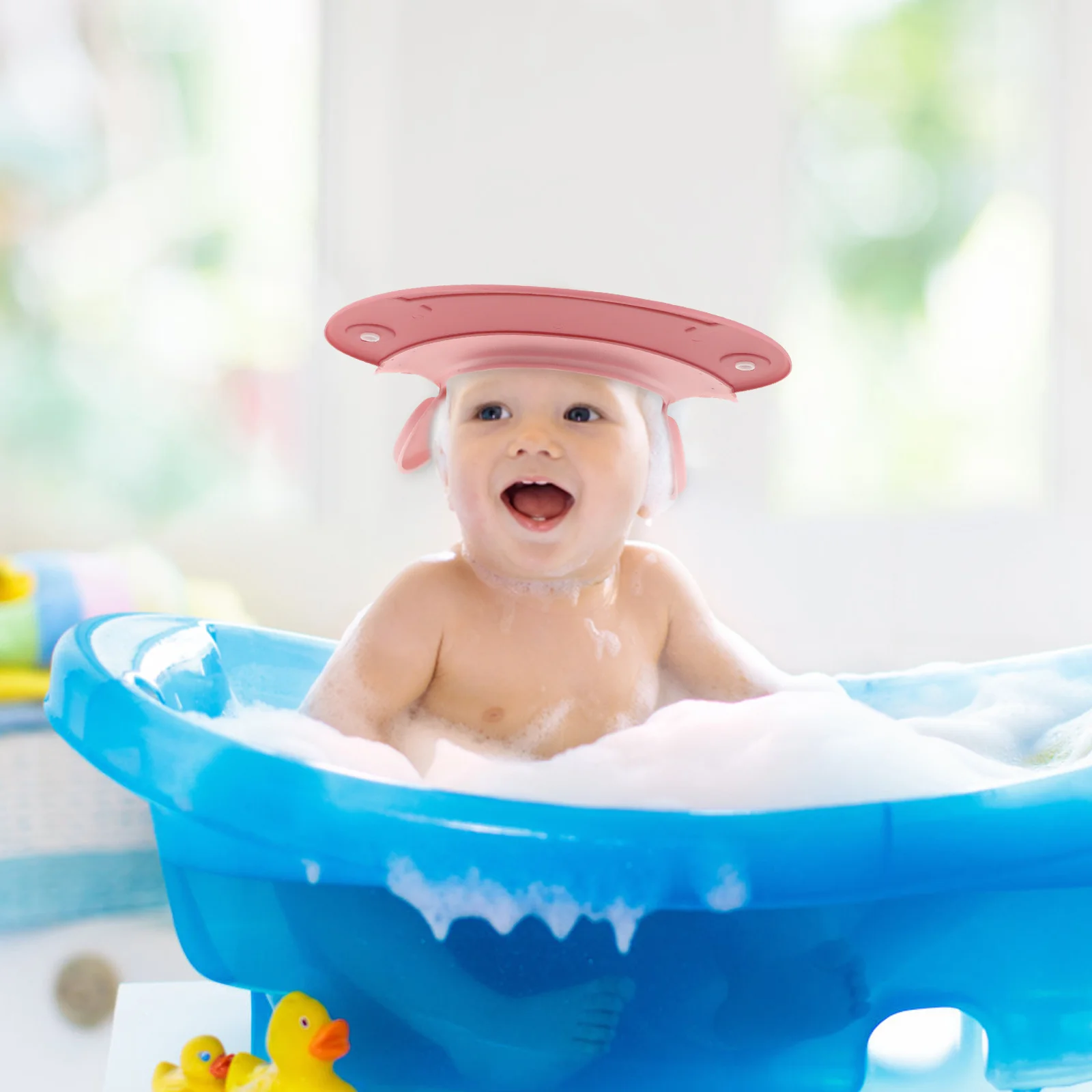 

Waterproof Ear Protection Cap Baby Shower Bath Visor Hat TPE Lightweight Toddler Bathing Caps Hair Washing Shampoo Girl