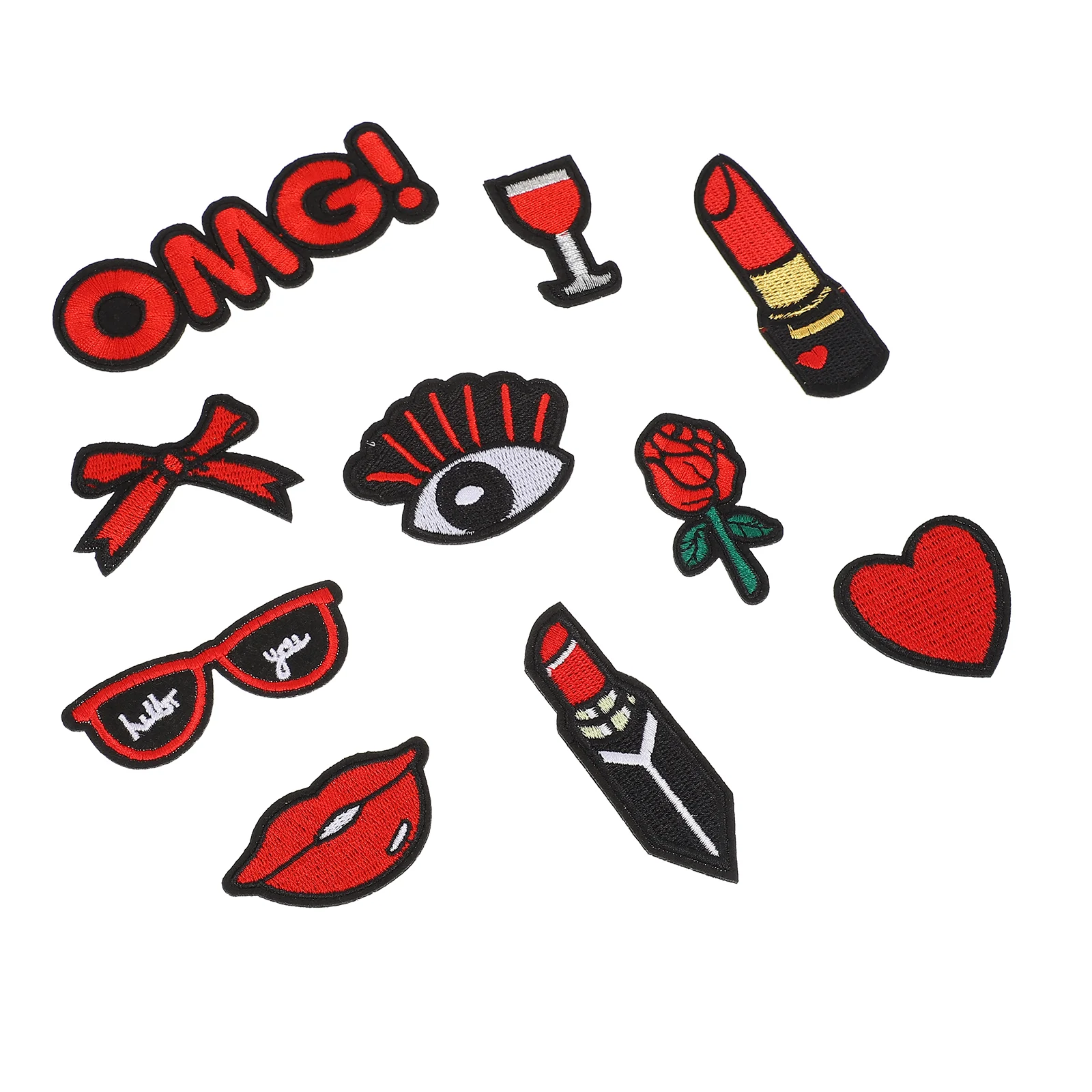 10 Pcs Decor Stickers Banner Patch Lipstick Chic Cloth Clothing DIY Patches for Clothes Decoration