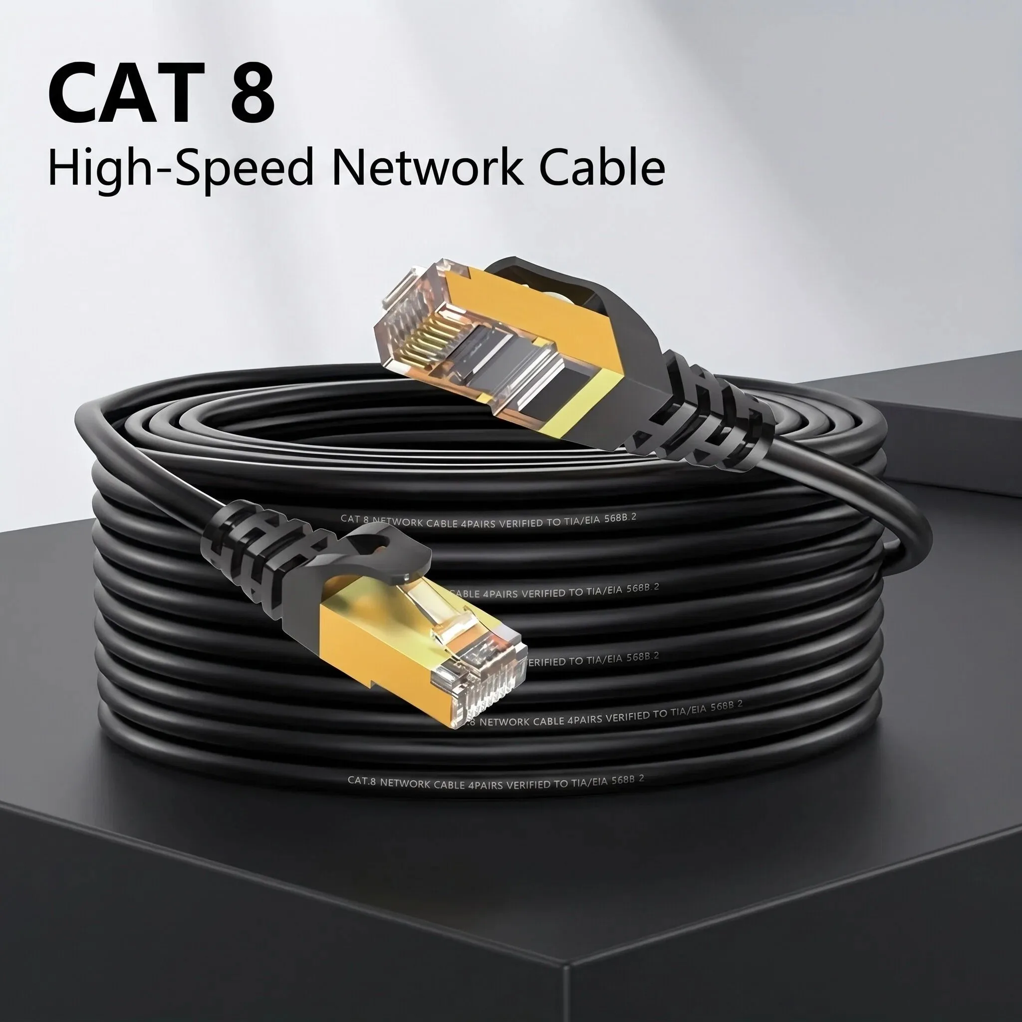 CAT8 Ethernet Cable Flat 40Gbps Nylon Braided Network Lan Cord 0.5/1/2/3/5/10/15/20/30M for PC Modem Laptop PS 5