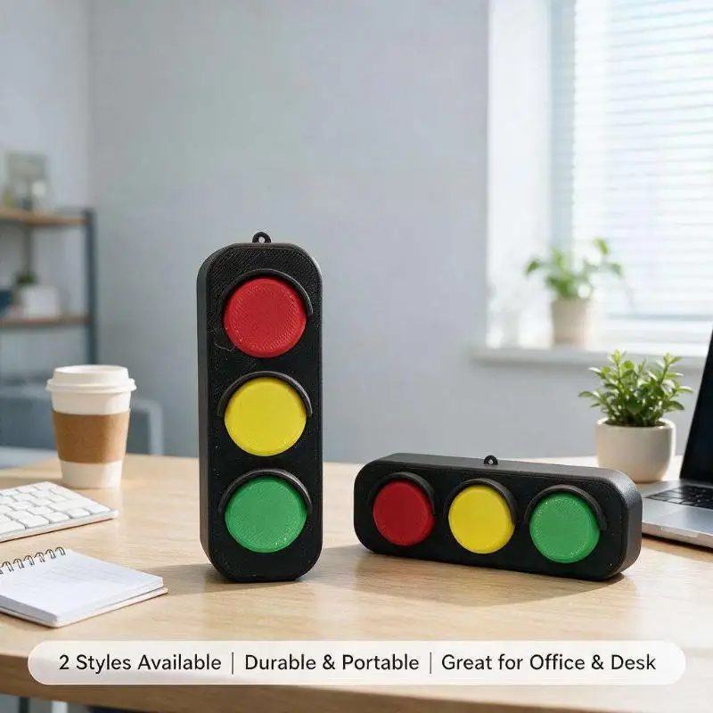 3D-Gedruckter Fidget-Clicker-Schlüsselanhänger im Ampel-Design, Leichtes Klickbares Sensorisches Spielzeug für ADHS-Studenten und Büroangestellte – Detail 2