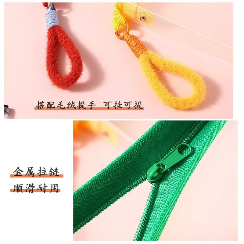 

4 шт., прозрачные сумки для файлов на молнии, прозрачные портативные ручки, многофункциональные сумки-органайзеры для хранения документов, школьного офиса