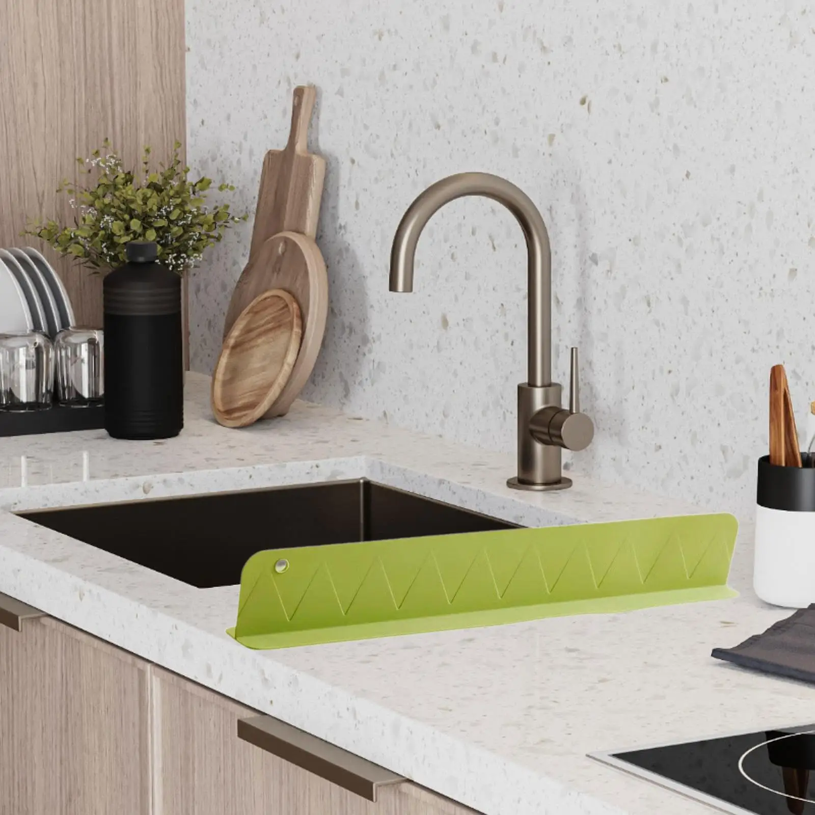 Deflector de agua de silicona premium con protector contra salpicaduras de fregadero de silicona para isla de baño
