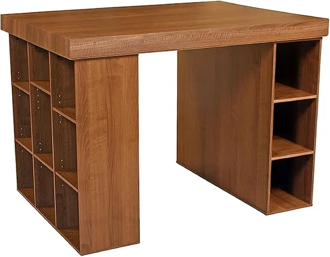 Project Center Desk with Bookcase and 3 Bin Cabinet,Modern