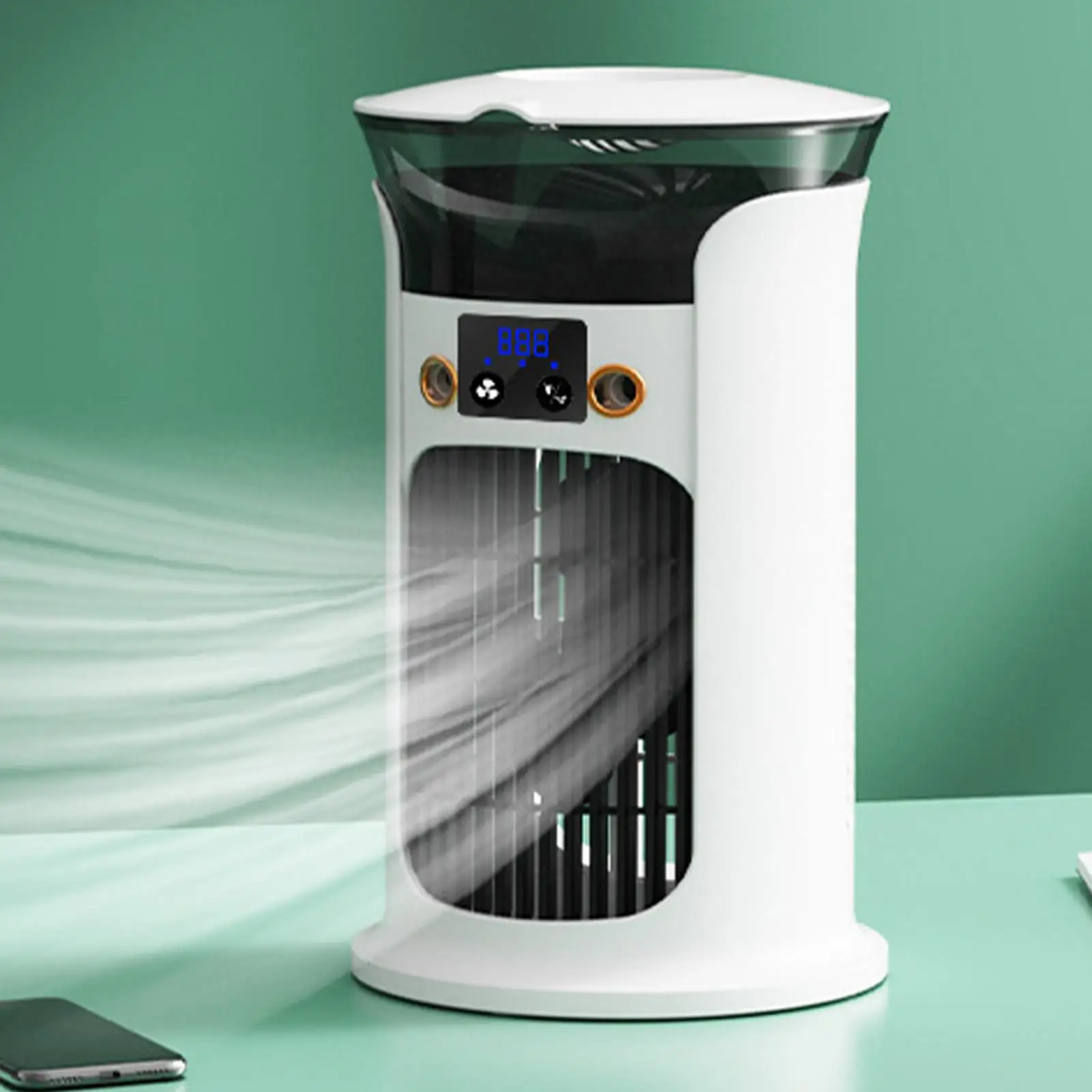 

Персональный кондиционер, настольный испарительный увлажнитель воздуха, USB-охладитель со светодиодом для спальни, гаража, автофургона, в помещении, на открытом воздухе, горячая погода