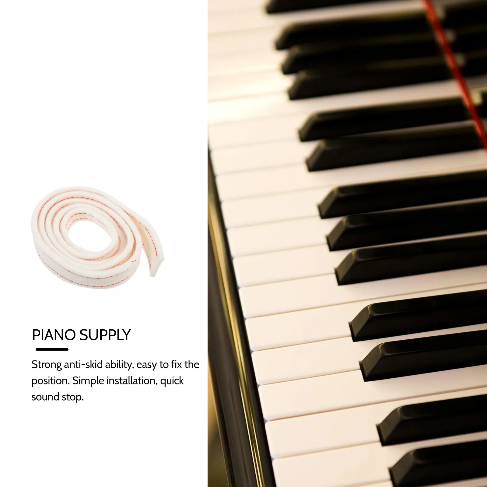 

1Pcs Piano Wool Sound-Stop Strap Light Yellow Soft Texture Tuning Belt Practical Fixing Tool Durable Musical Instrument