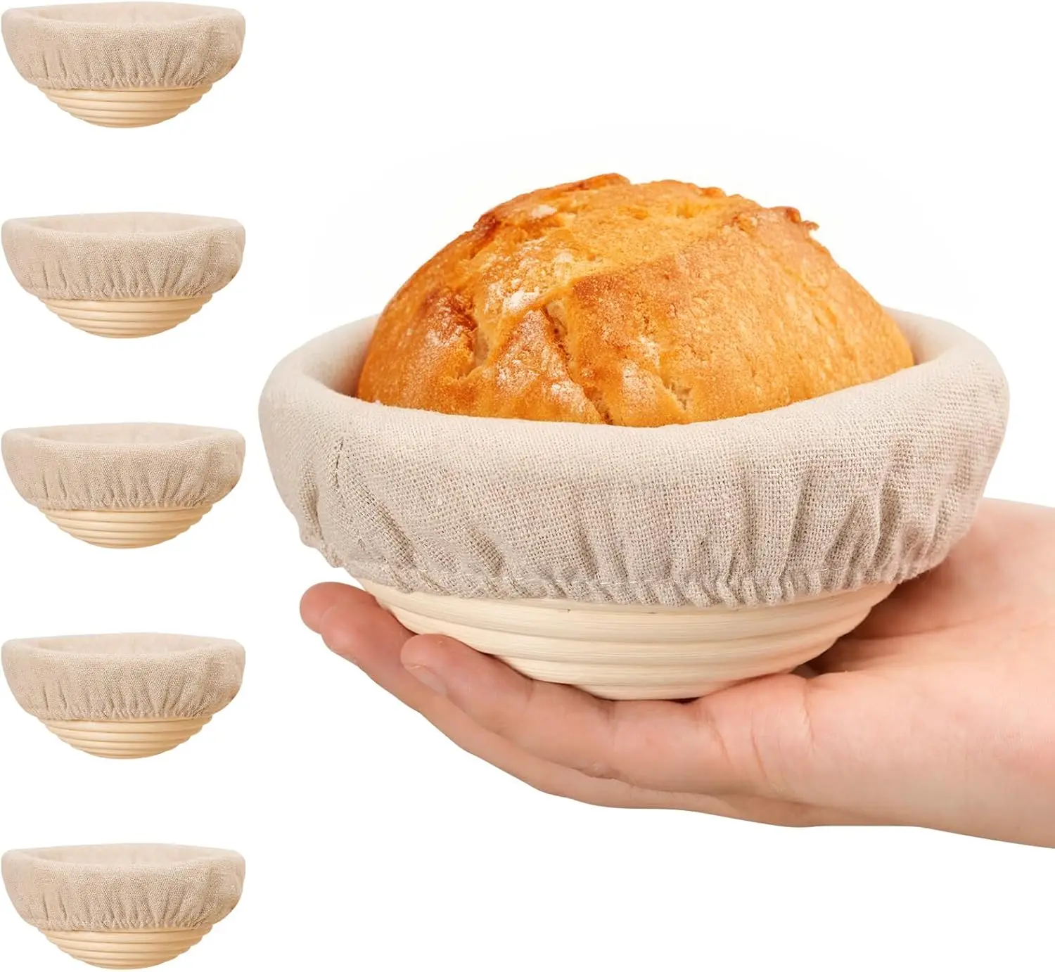 

Set of 6 Mini Sourdough Bread Proofing Baskets, 5-Inch Rattan Baking Supplies for Perfect Fermentation