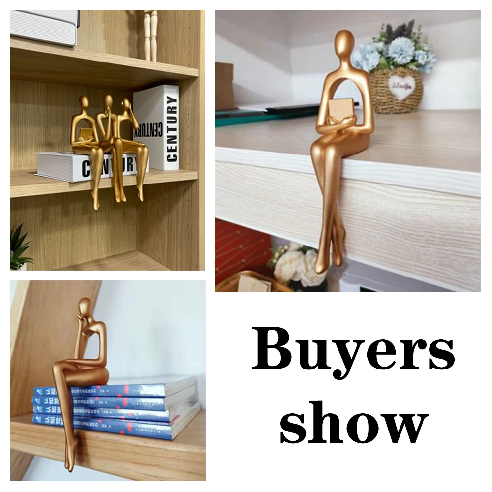 Figurines for Indoor Decoration Home Accessories Nordic Living Room Decor Resin Embellishments Humanoid Gold Abstract Statue