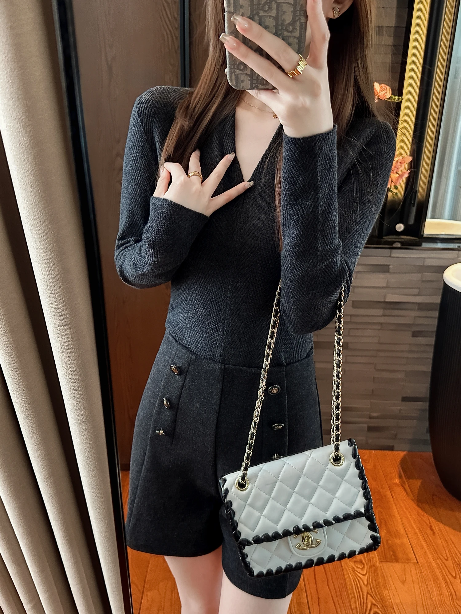 

You See Autumn Winter Woolen Knitted V-ne Sweater Women's Slimming Faionable Deep ey Casual Sle Long Sve Top