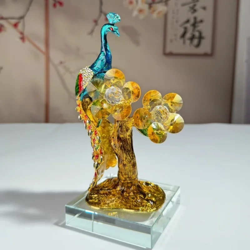 

Эмалированный орнамент в виде павлина, простой и роскошный стиль, украшение ручной работы для гостиной, настольный орнамент, подарок на день рождения