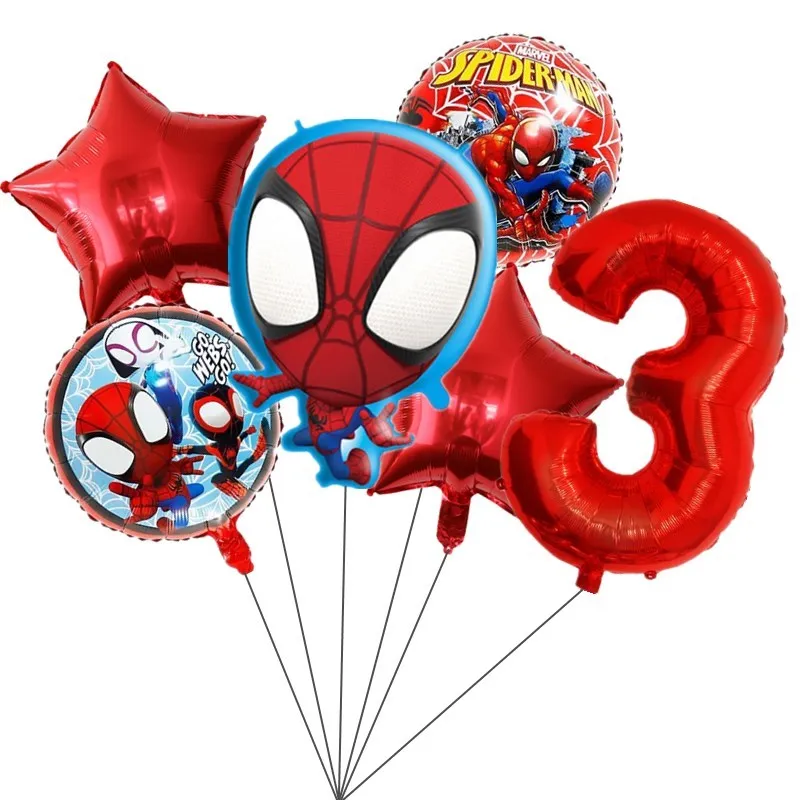 6Pcs Disney Spiderman Party 32inch Number Balloon Set Spiderman Kids Boys Birthday Party 1 2 3 4 5 6 7 8 9th Balloon Decoration