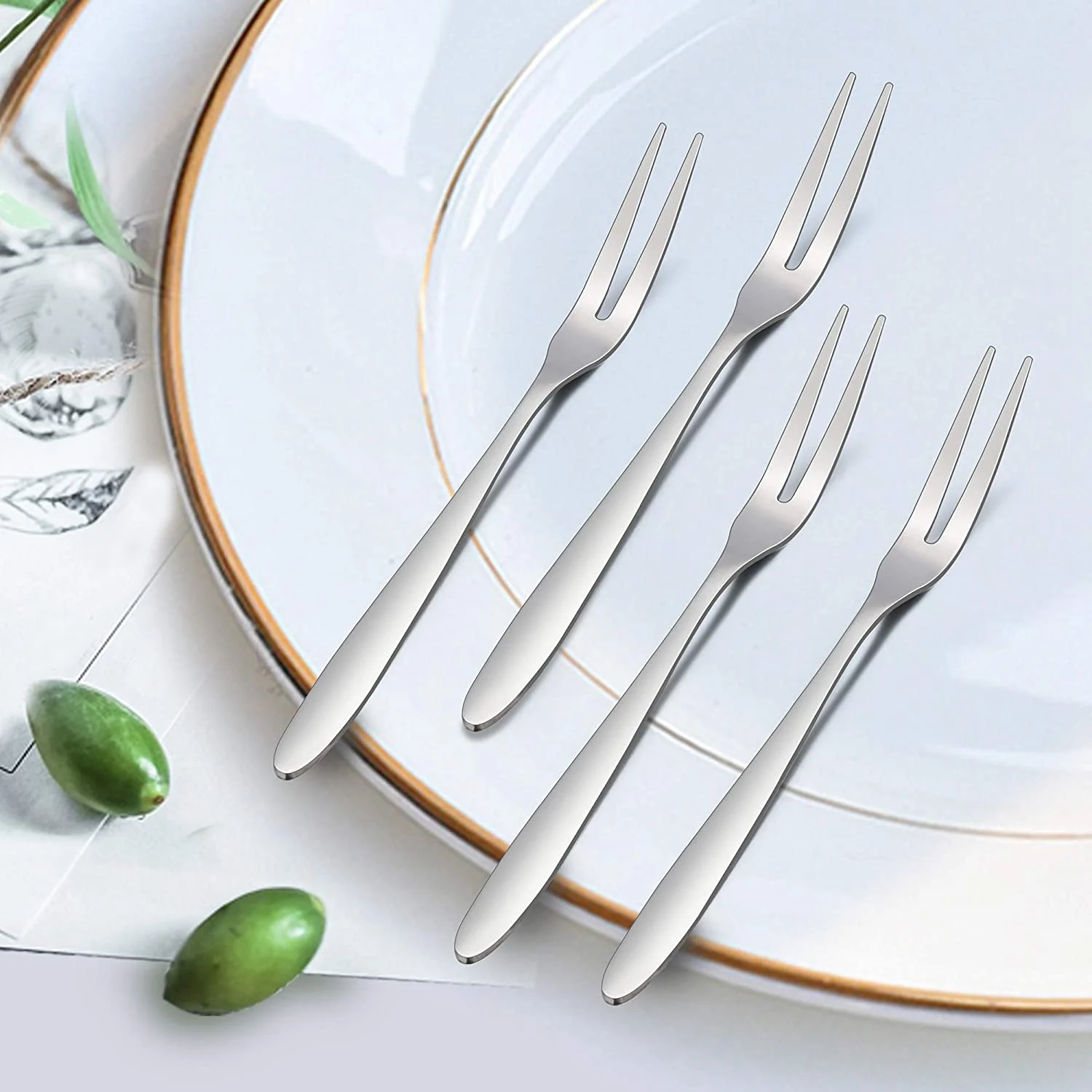 12 шт. вилки для десерта, 5,1-дюймовая мини-вилка для салата и фруктов из нержавеющей стали, дегустационные вилки, вилка для коктейлей GSY