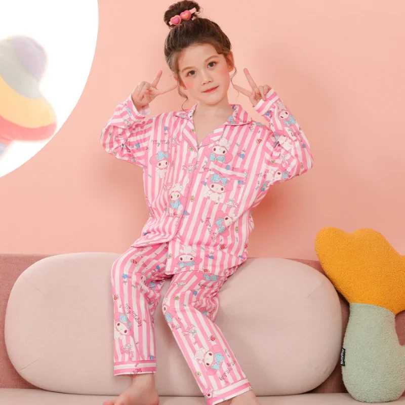 Sanrio Melody Autumn Long Cotton Long Sleeve Long Pants Women's Pajamas Silk Pajamas Women's Cartoon Homewear Set