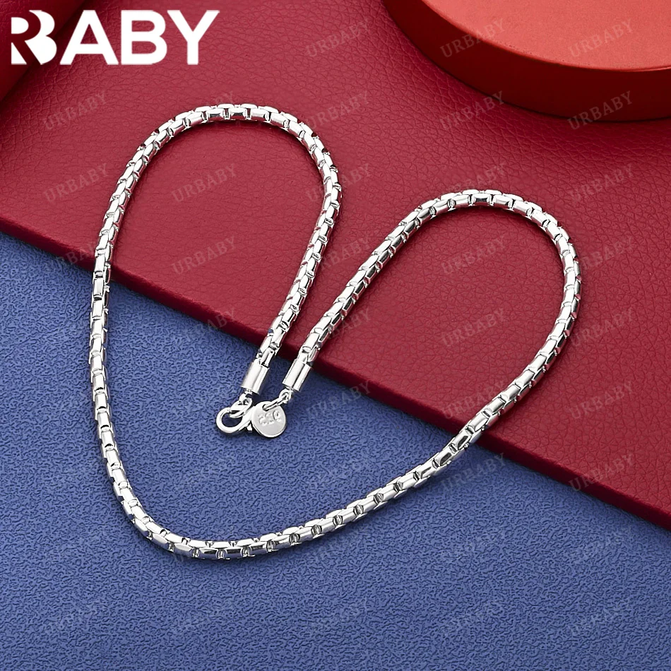 

URBABY 925 Sterling Silver 45cm 4mm Simple Chain Necklace For Man Charm Trend Birthday Gifts Fashion Party Fine Jewelry