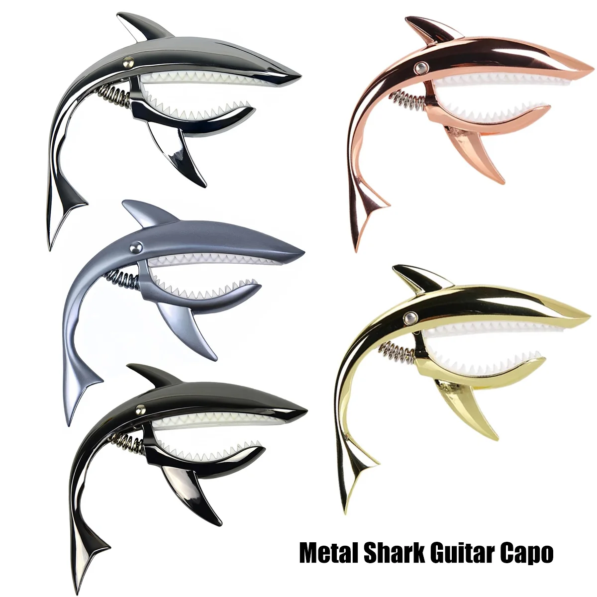 Miwayer Metall-Haifisch-Gitarrenkapodaster aus Zinklegierung für Bass-, Akustik- und E-Gitarren mit gutem Griffgefühl, 5 Farben optional