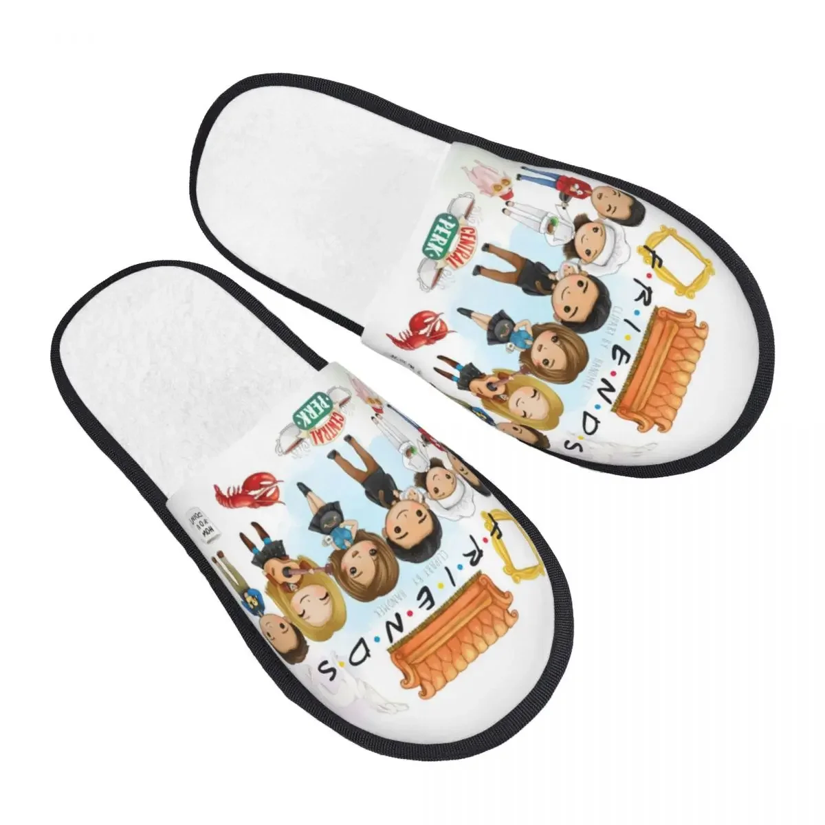 Classic TV Show Friends House Slippers Women Soft Memory Foam Cartoon Comic Slip On Spa Slipper Shoes