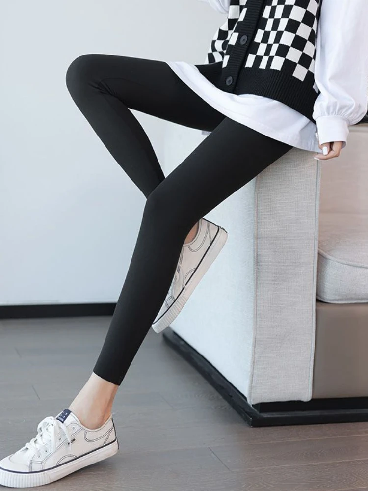 Leggings Women Skinny Warm High Waist Simple Plus Velvet Autumn Casual Korean Style Classic Fashion Temper New Females All-match