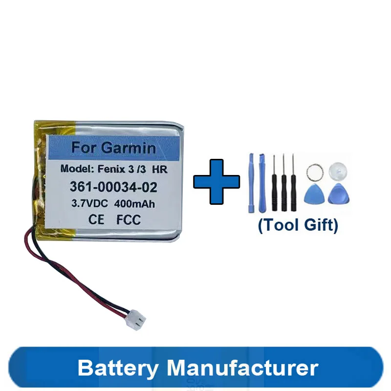 Tools Gift+ Original Replaces 400mAh 361-00034-02 Battery For Garmin Fenix 3 HR Fenix3 III GPS Sport Watch Batterie Accumulator