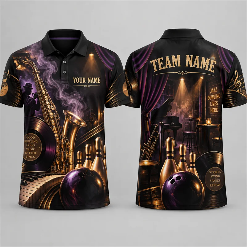 Custom Bowling Polo Shirt Personalized Name Team Name Creative 3D Print Short Sleeve Jersey League Tournament Sports Uniform