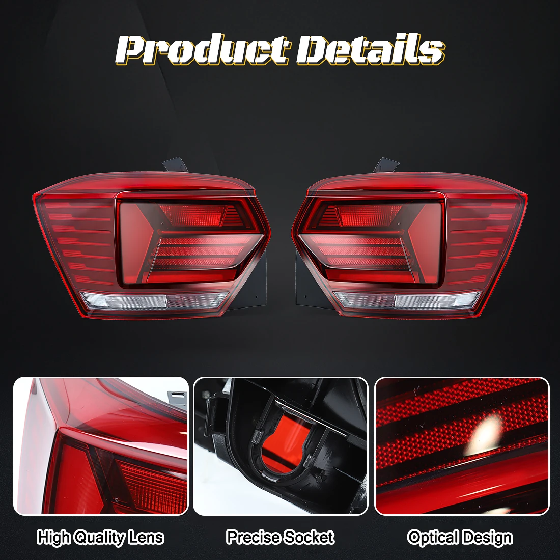 Rear Bumper Brake Light For VW Polo 2019 2020 2021 2022 Taillight Turn Signal Lamp Driving Reversing Light Without Bulbs