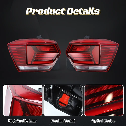 Imagen 2 del producto Luz de freno de parachoques trasero para VW Polo 2019 2020 2021 2022 2023 luz trasera Hatchback lámpara de señal de giro accesorios de coche sin bombilla