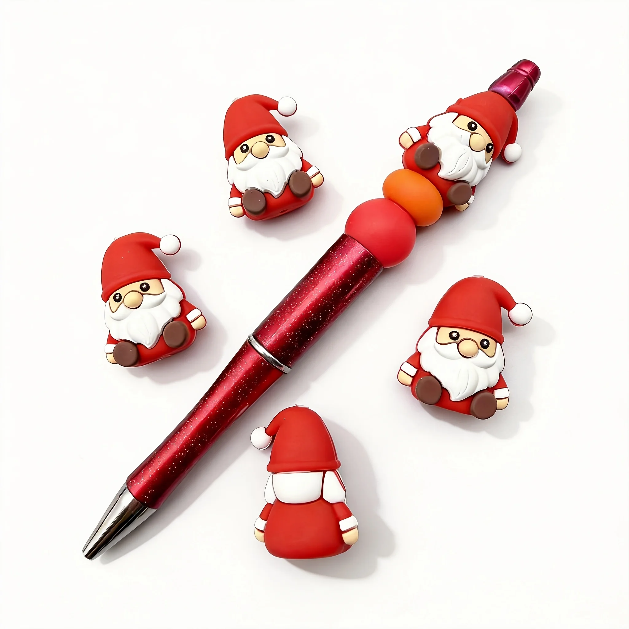 5Pcs New 3D Gnome Silicone Focus Bead, Summer Theme Pen Decor, Soft Non-toxic Beads for Bracelet Necklace Phone Charm DIY Crafts