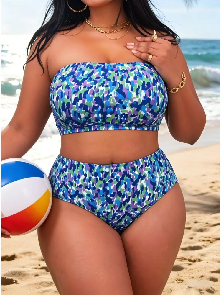 

L-4XL Plus Size High Waist Bikini Women's Push Up Large Size 3XL 4XL Swimsuit Summer Mujer Tummy Control Swimwear Bikini Sets