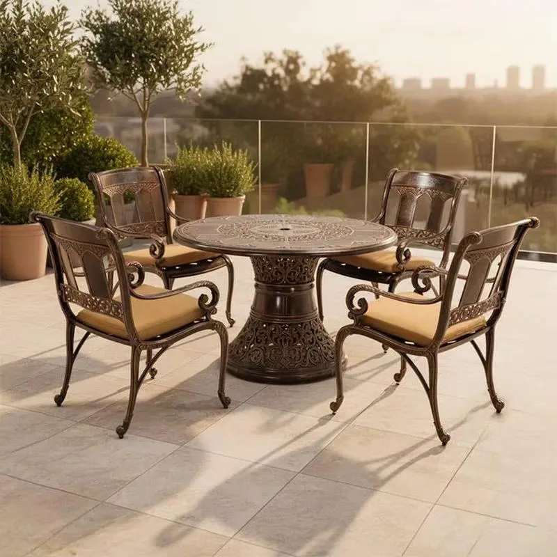 for Aluminum Metal Bistro Furniture Set, Terrace Chair Set, Furniture, Cast Antique Outdoor Garden Terrace Table