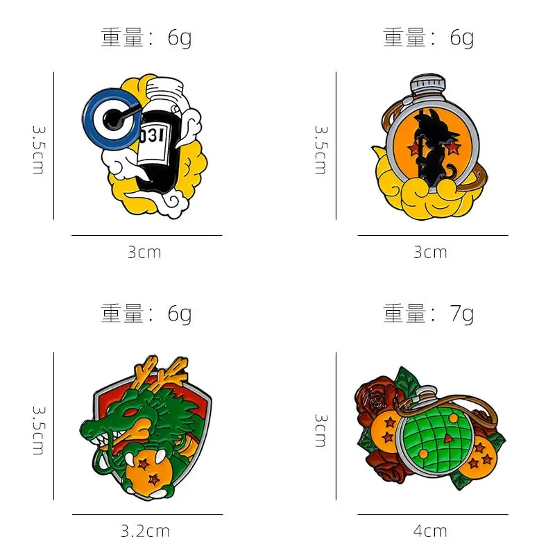 Dragon Ball Shenron bros logam kartun Anime Pin Enamel aksesori Pin untuk teman dekorasi perhiasan mode