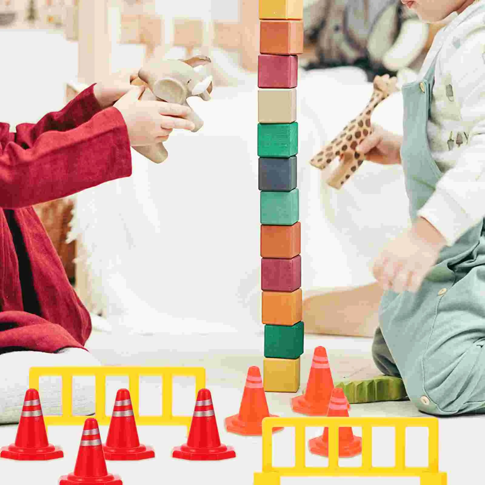 Señal de tráfico de mesa de arena, cono de seguridad DIY, construcción de carreteras, señales de plástico para niños