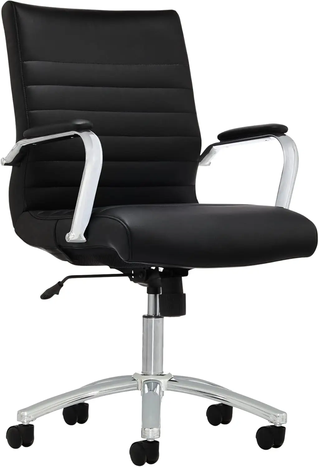 

® Modern Comfort Series Winsley Bonded Leather Mid-Ba Chair, Black