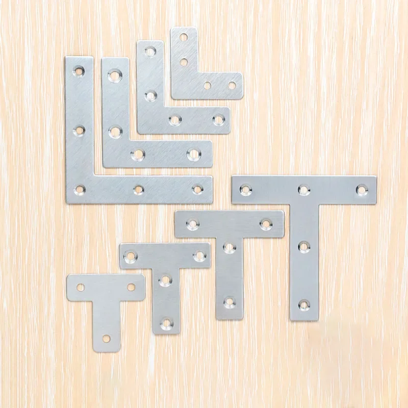 1pcs 90 Degree Right Angle Stainless Steel Corner Code  Window Wooden Door Fixing Bracket T-shaped Furniture Angle Iron